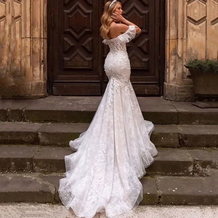 Sexy Off The Shoulder Mermaid Vestidos De Novia Appliques Vestido De Noiva Sweetheart Wedding Dresses Lace Robe De Mariée by payinti