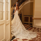 Sexy Spaghetti Straps Mermaid Vestidos De Novia Appliques Vestido De Noiva V-Neck Wedding Dresses Lace Robe De Mariée by payinti