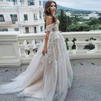 Sexy Sweetheart A Line Wedding Dresses Off Shoulder Champagne Liner Tulle Appliques Sleeveless Bridal Gowns Womens Formal 2023 by payinti