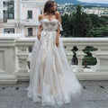 Sexy Sweetheart A Line Wedding Dresses Off Shoulder Champagne Liner Tulle Appliques Sleeveless Bridal Gowns Womens Formal 2023 by payinti