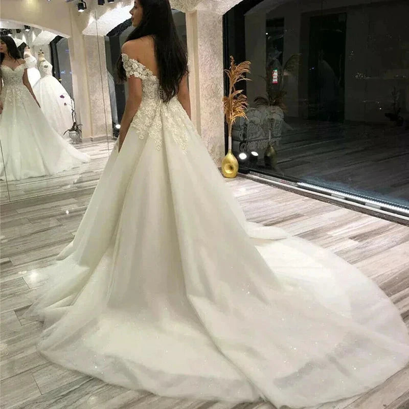 Sexy V Neck Lace Wedding Dress Off the Shoulder Lace Applique Vestidos De Noiva 2024 Bridal Gowns For Women robe de mariée by payinti