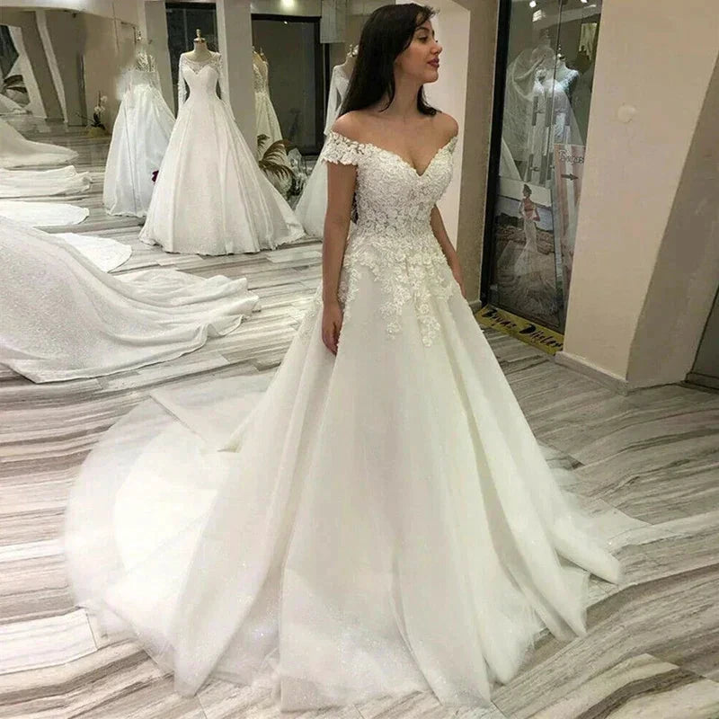 Sexy V Neck Lace Wedding Dress Off the Shoulder Lace Applique Vestidos De Noiva 2024 Bridal Gowns For Women robe de mariée by payinti