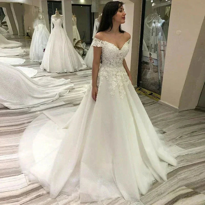 Sexy V Neck Lace Wedding Dress Off the Shoulder Lace Applique Vestidos De Noiva 2024 Bridal Gowns For Women robe de mariée by payinti