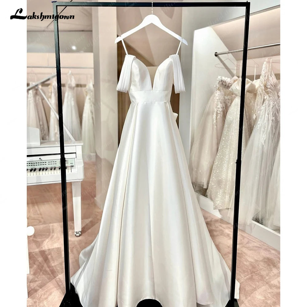ZapDress Luxury Wedding Dresses Women's A Line Sexy Off Shoulder Sweetheart Princess Bridal Gowns Satin Vestidos Customized