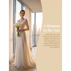 Grecian Boho Wedding Dress V‑Neck Batwing Sleeve Draped Ruched A‑Line Bridal Gown Sweep Train For Outdoor Garden Wedding