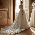 Luxury Lace Wedding Dress Vestido De Noiva Customized Long Sleeves V Neck Court Train A Line Bridal Gown Bride Dresses