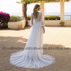 White Ivory Wedding Dress for Pregnant Bride Customized Puff Sleeve V Neck See Through Empire Bridal Gown Lace-up Robe De Mariee