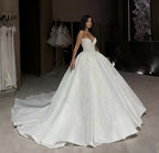 Gorgeous Strapless Wedding dress V-neck Fluffy Wedding Party Wedding Dress A-line Princess Bride Dress Customization