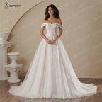 BEPEITHY Customized Strapless A Line Lace Wedding Dresses 2025 Spring Sleeveless Boho Champagne Ivory Bride Beach Bridal Gown