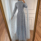 Serene Hill White High Neck Long Sleeve Mermaid Evening Dress 2026 Party Gowns for Women DLA72591 Customized