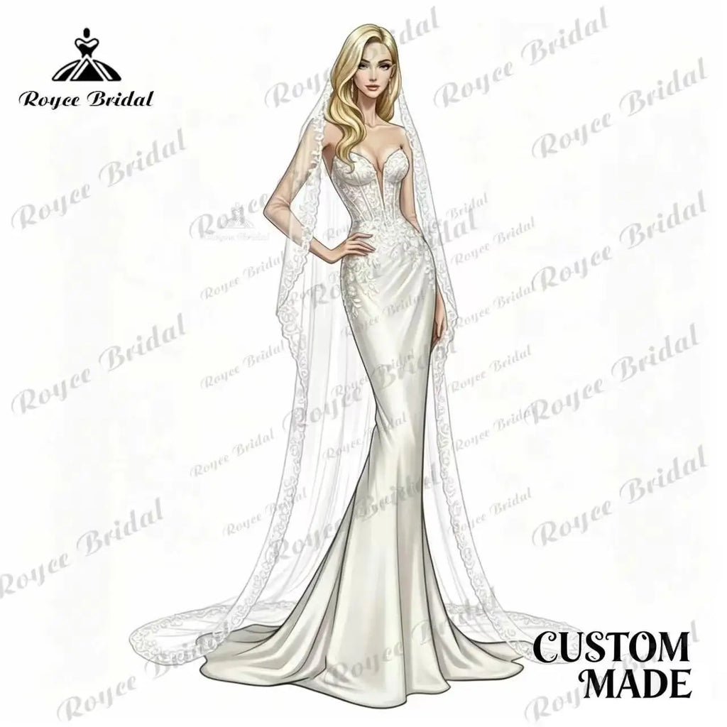 Deep V Cap Sleeve A Line Tulle Wedding Dress Floral Lace Appliques Front Slit Corset Lace Up Back Boho Bridal Gown Customized
