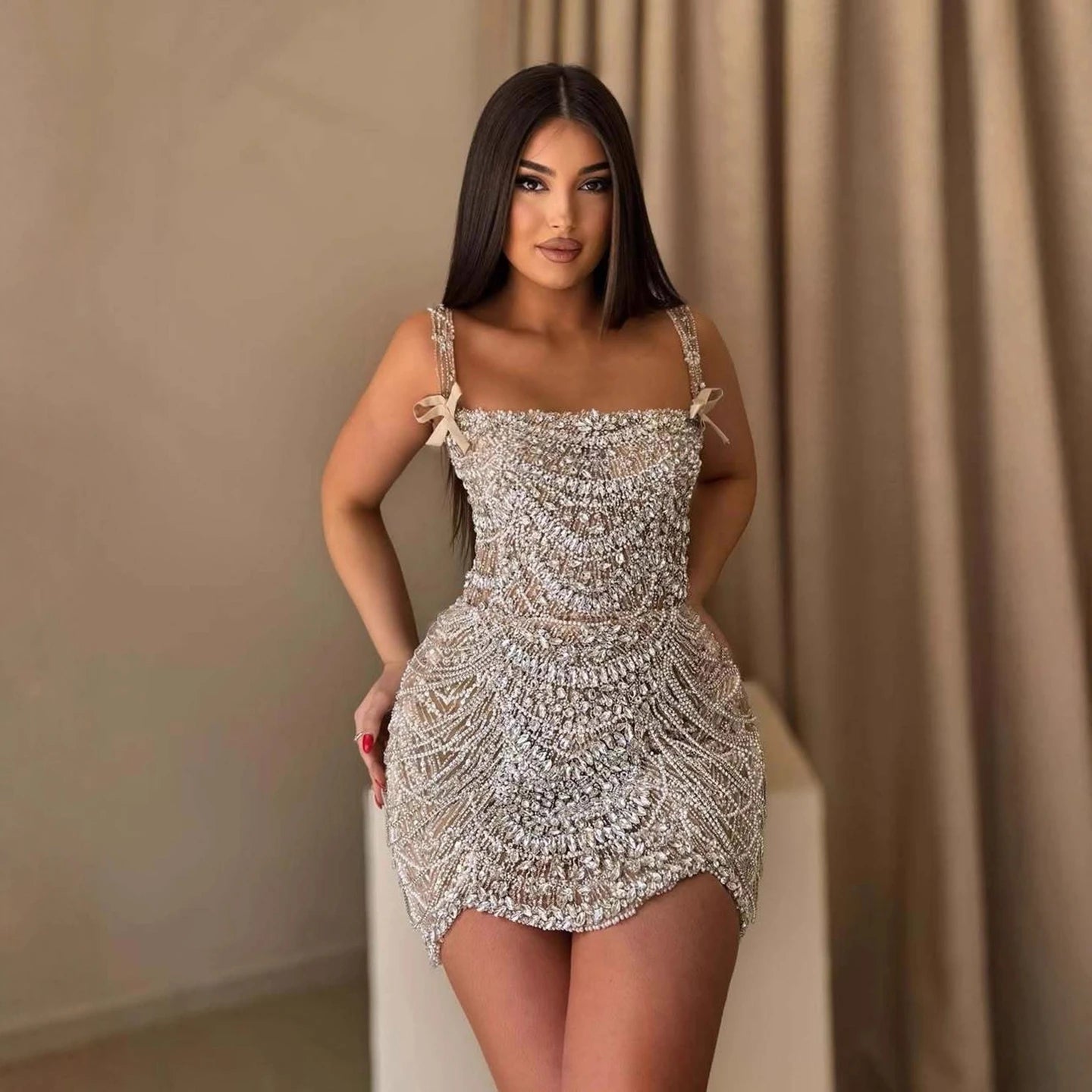 Zapdress 2026 Pearls Luxury Beaded Evening Gowns Cocktail Party Mini Short Dress for Women Customized DLA72983B (ZD17341)