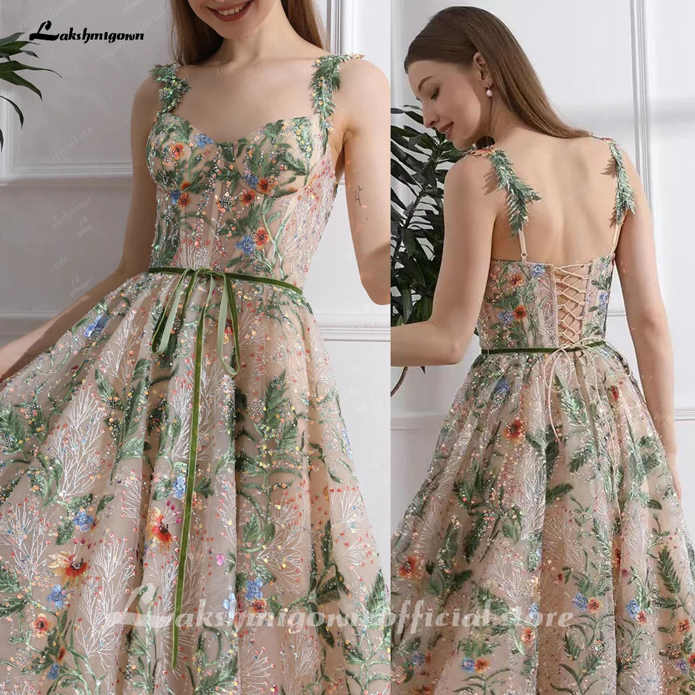 ZapDress Bling V-Neck Glitter Floral Embroidery Lace Wedding Dress Transparent Greey Sequins Lace Customized