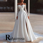 Ruhair Fashion Sweetheart Wedding Dresses Lace Appliques Off the Shoulder A-line Pleat Bridal Gown Vestido De Noiva Customised