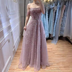 Serene Hill Caramel A-Line Beaded Evening Gown Off Shoulder Formal Party Prom Dress Robe de Soirée 2026 Customized DLA73326