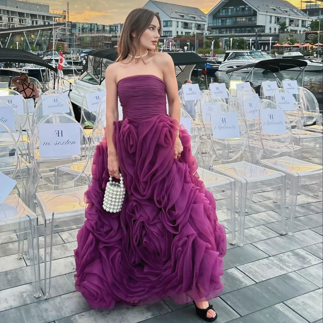 Zapdress 2025 Customized Purple Strapless Princess Evening Dresses Formal Party Gowns for Women (ZD17369)