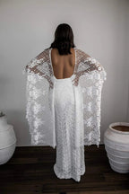Sheath Scoop Backless Lace Wedding Dress with Split Wraps WD247 by pgmdress
