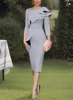 Sheath/Column Scoop Mother of the Bride Dresses with Ruffles by Dreamylily