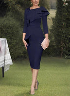 Sheath/Column Scoop Mother of the Bride Dresses with Ruffles by Dreamylily