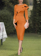 Sheath/Column Scoop Mother of the Bride Dresses with Ruffles by Dreamylily