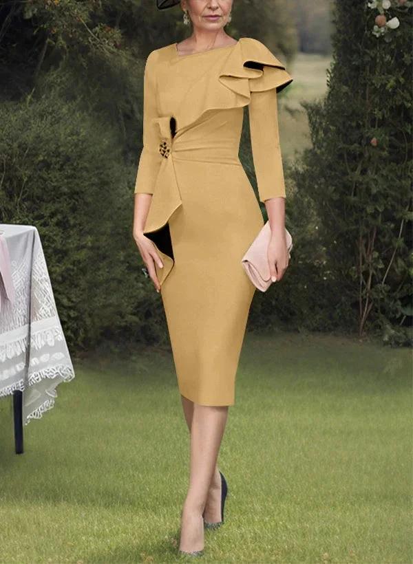 Sheath/Column Scoop Mother of the Bride Dresses with Ruffles by Dreamylily