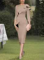 Sheath/Column Scoop Mother of the Bride Dresses with Ruffles by Dreamylily