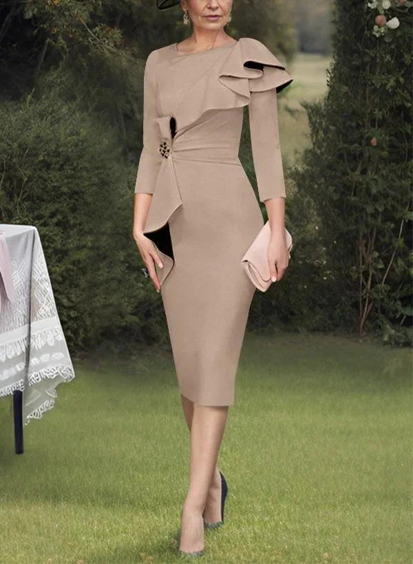 Sheath/Column Scoop Mother of the Bride Dresses with Ruffles by Dreamylily