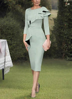 Sheath/Column Scoop Mother of the Bride Dresses with Ruffles by Dreamylily