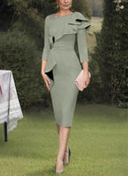 Sheath/Column Scoop Mother of the Bride Dresses with Ruffles by Dreamylily