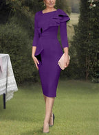 Sheath/Column Scoop Mother of the Bride Dresses with Ruffles by Dreamylily