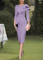 Sheath/Column Scoop Mother of the Bride Dresses with Ruffles by Dreamylily