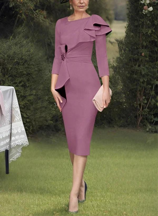 Sheath/Column Scoop Mother of the Bride Dresses with Ruffles by Dreamylily
