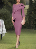 Sheath/Column Scoop Mother of the Bride Dresses with Ruffles by Dreamylily