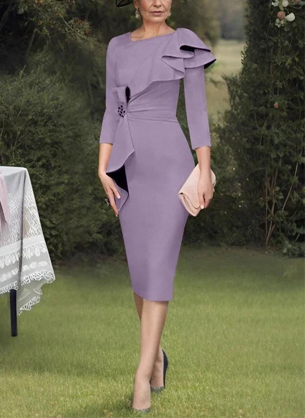 Sheath/Column Scoop Mother of the Bride Dresses with Ruffles by Dreamylily