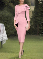 Sheath/Column Scoop Mother of the Bride Dresses with Ruffles by Dreamylily