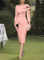 Sheath/Column Scoop Mother of the Bride Dresses with Ruffles by Dreamylily