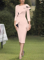 Sheath/Column Scoop Mother of the Bride Dresses with Ruffles by Dreamylily