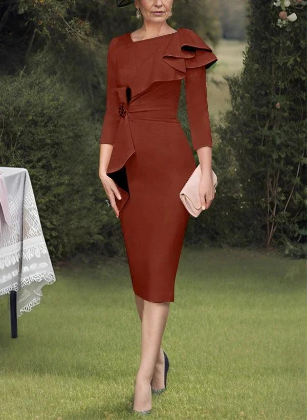 Sheath/Column Scoop Mother of the Bride Dresses with Ruffles by Dreamylily