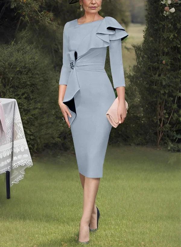 Sheath/Column Scoop Mother of the Bride Dresses with Ruffles by Dreamylily