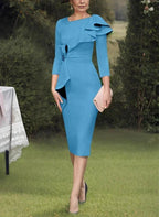 Sheath/Column Scoop Mother of the Bride Dresses with Ruffles by Dreamylily