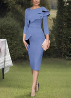 Sheath/Column Scoop Mother of the Bride Dresses with Ruffles by Dreamylily