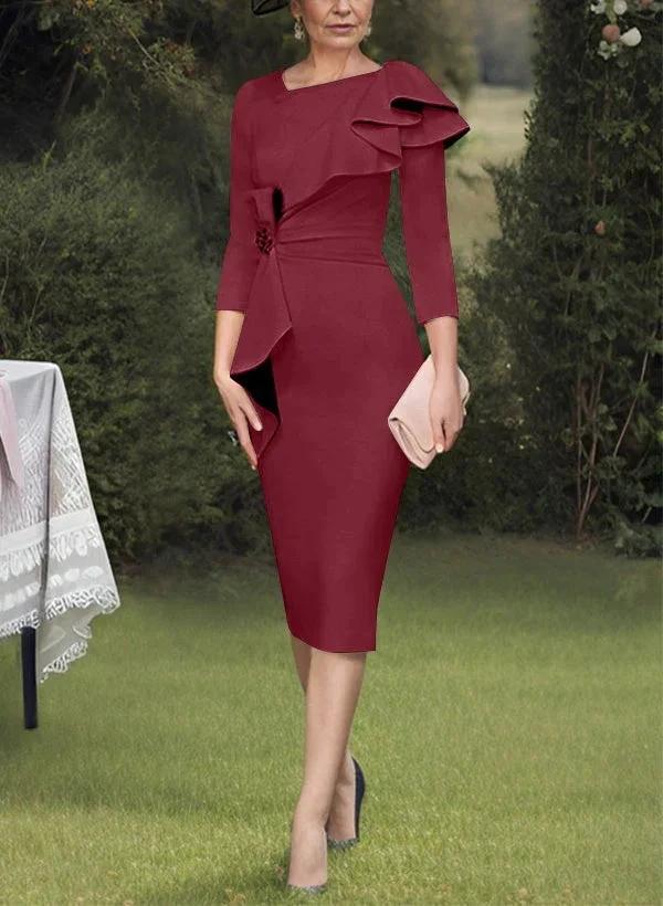 Sheath/Column Scoop Mother of the Bride Dresses with Ruffles by Dreamylily