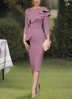 Sheath/Column Scoop Mother of the Bride Dresses with Ruffles by Dreamylily