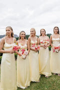 Sheath Spaghetti Straps Long Yellow Bridesmaid Dress BD132 by pgmdress
