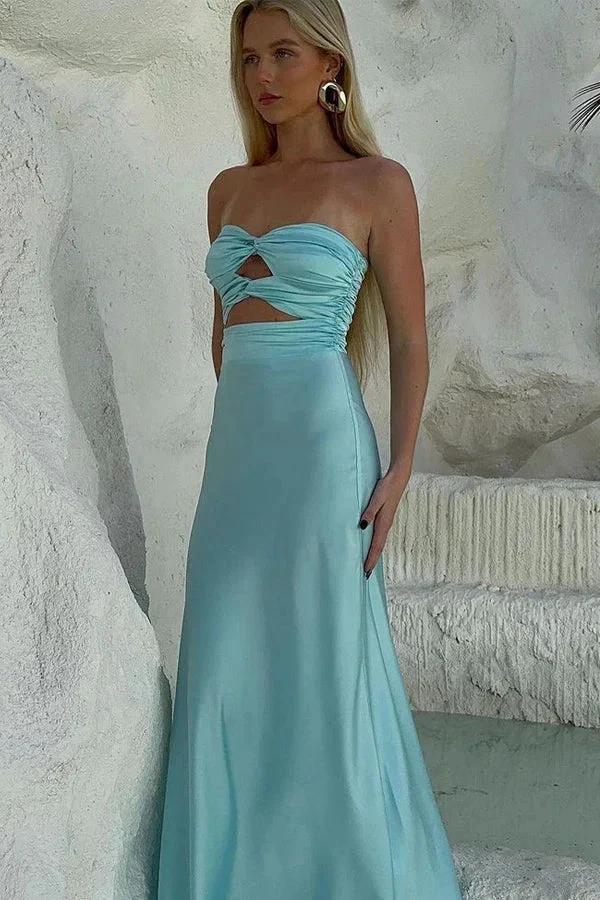 Sheath Strapless Tiffany Blue Long Prom Dress PSK573 by Pgmdress