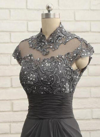 Vestidos para madre de la novia con corte tubo, cuello alto y largo hasta el suelo 