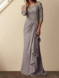 Sheath/Column Scoop Floor-Length Mother of the Bride Dresses by Dreamylily