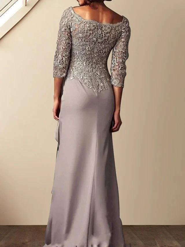 Sheath/Column Scoop Floor-Length Mother of the Bride Dresses by Dreamylily