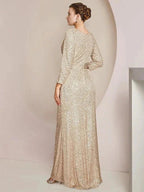 Sheath/Column V-Neck Floor-Length Mother of the Bride Dresses by Dreamylily