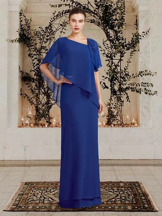 Sheath/Column Bateau Neck Floor-Length Mother of the Bride Dresses by Dreamylily